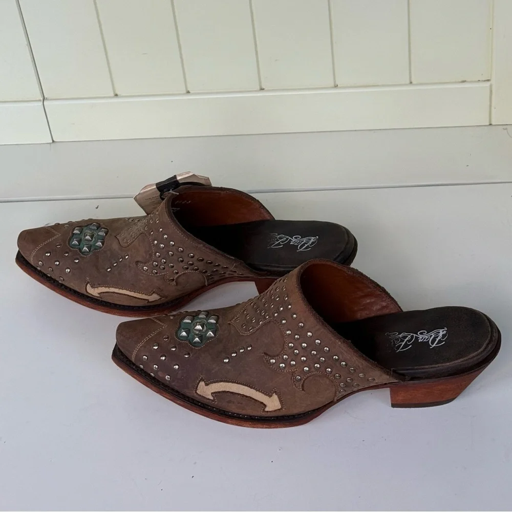 Dan Post Ladies Tan Oiled Mule with Studs and Cushion Comfort Insole DPP5099 - Picture 3 of 8